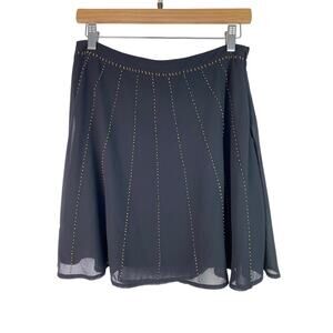 Dina Be Women's Size 1 Black Gold Beaded Lined Chiffon A-Line Skirt